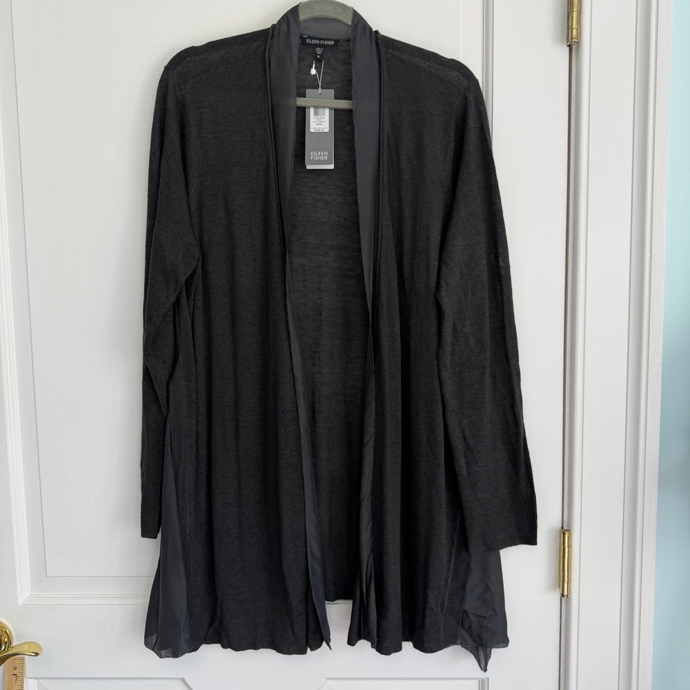Eileen Fisher Long Cardigan Women XL Graphite F3LSM-K2932M